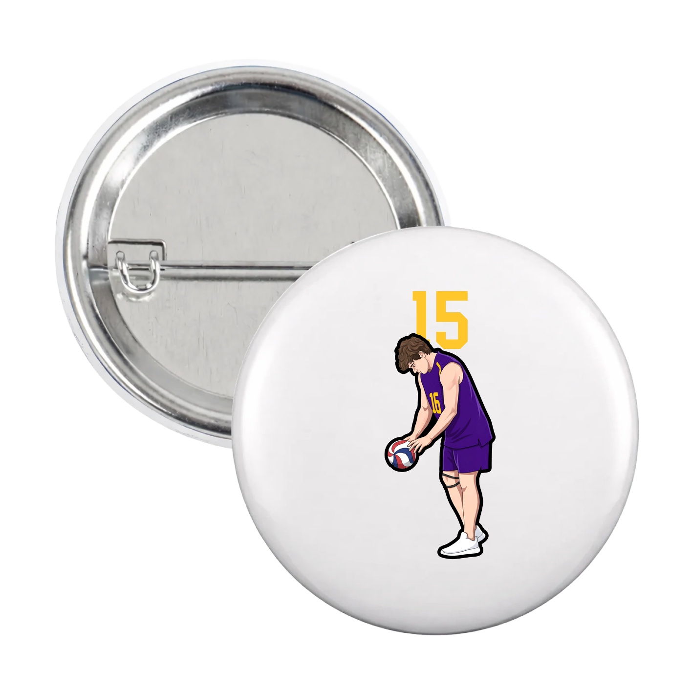 Game Day Button — Number Top in White