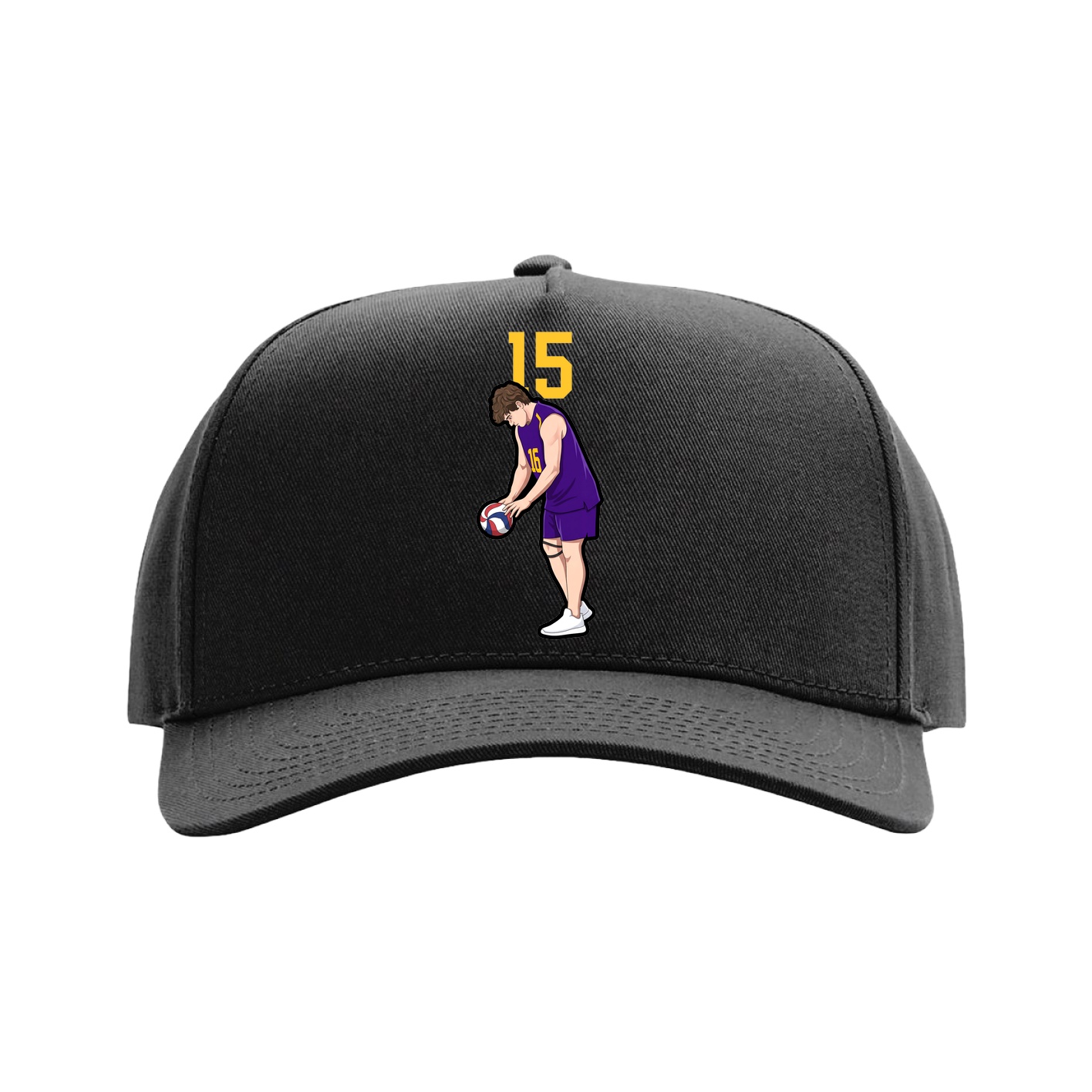 Full Fabric Five-Panel Champ Cap — Number Top in Black