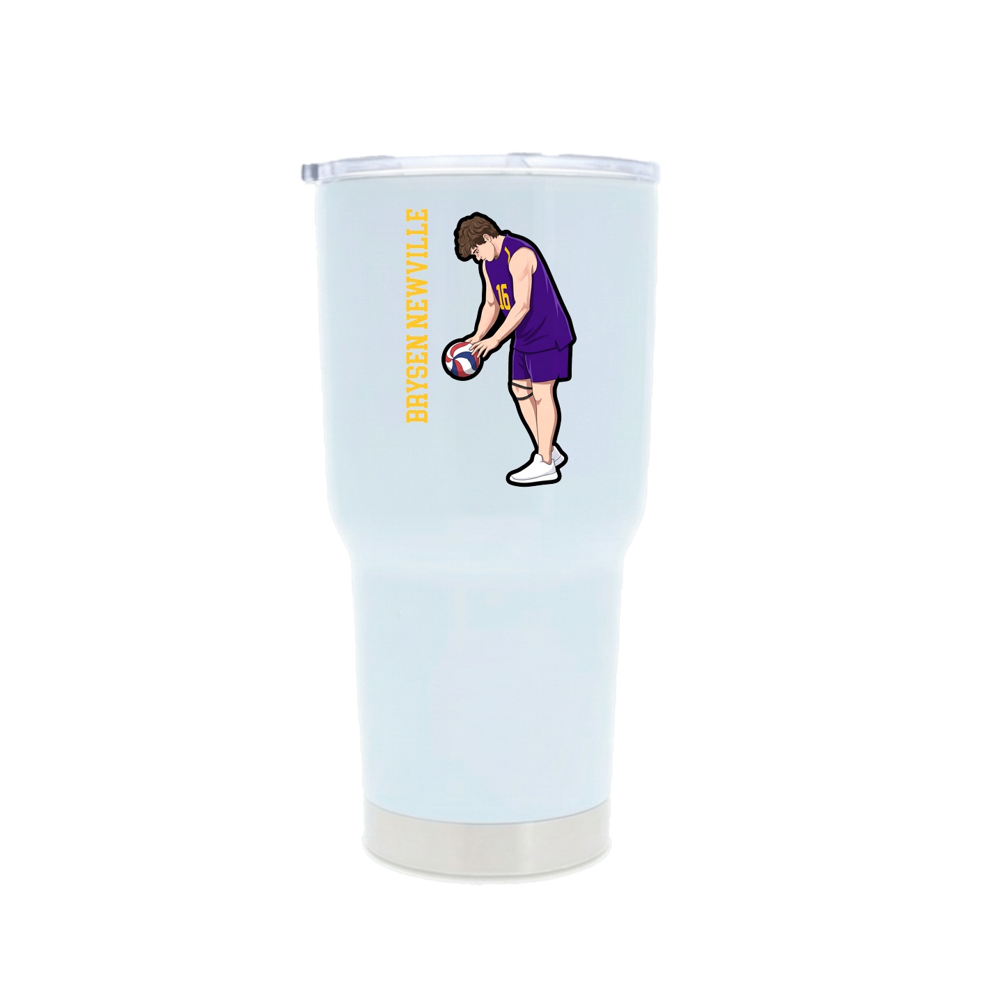 30oz Stainless Steel Tumbler — Name Vertical in White