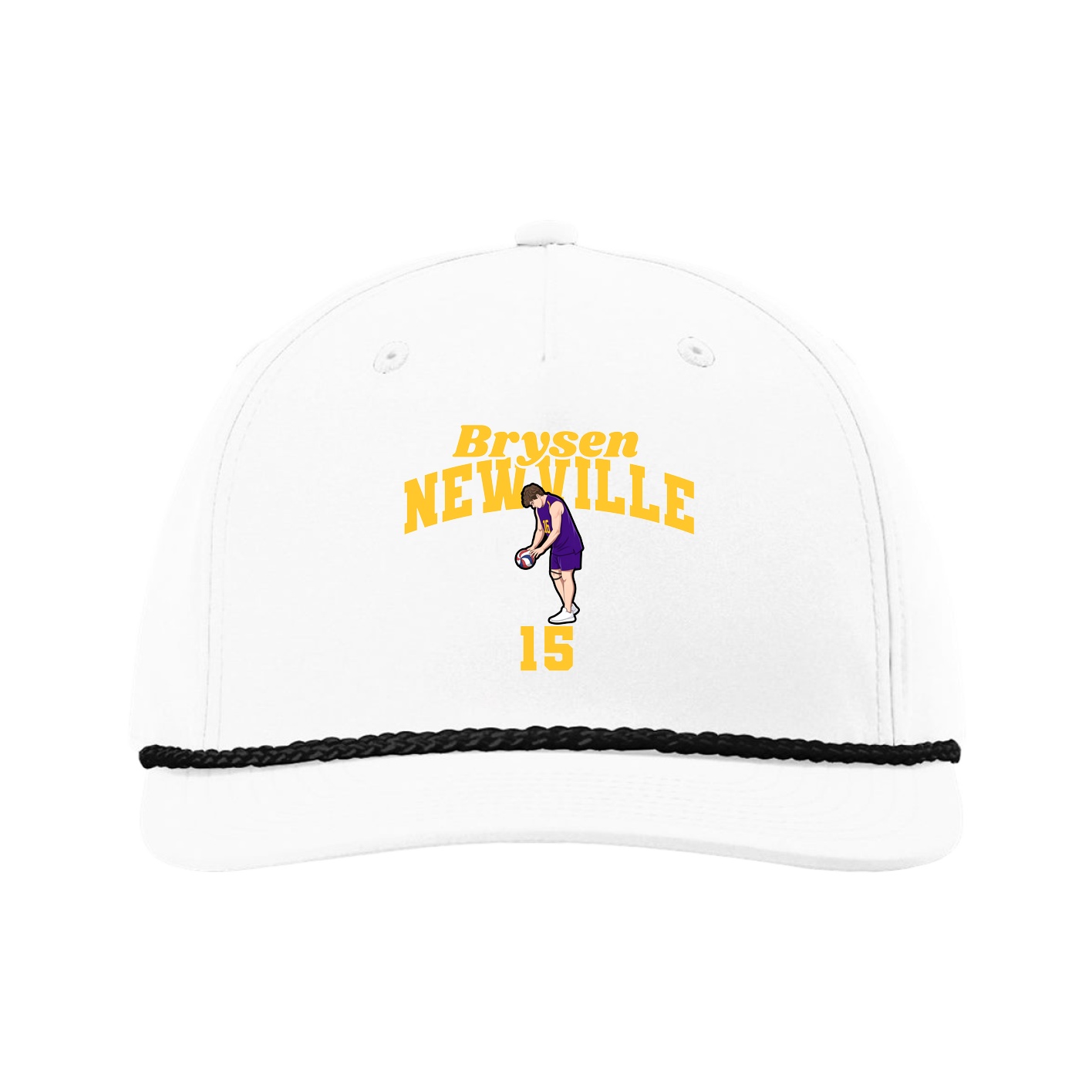 Five-Panel Classic Rope Cap — Signature Arch in White