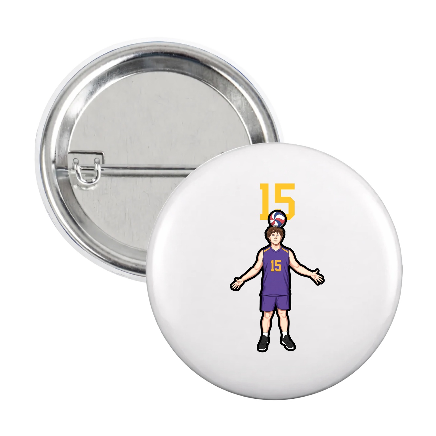 Game Day Button — Number Top in White