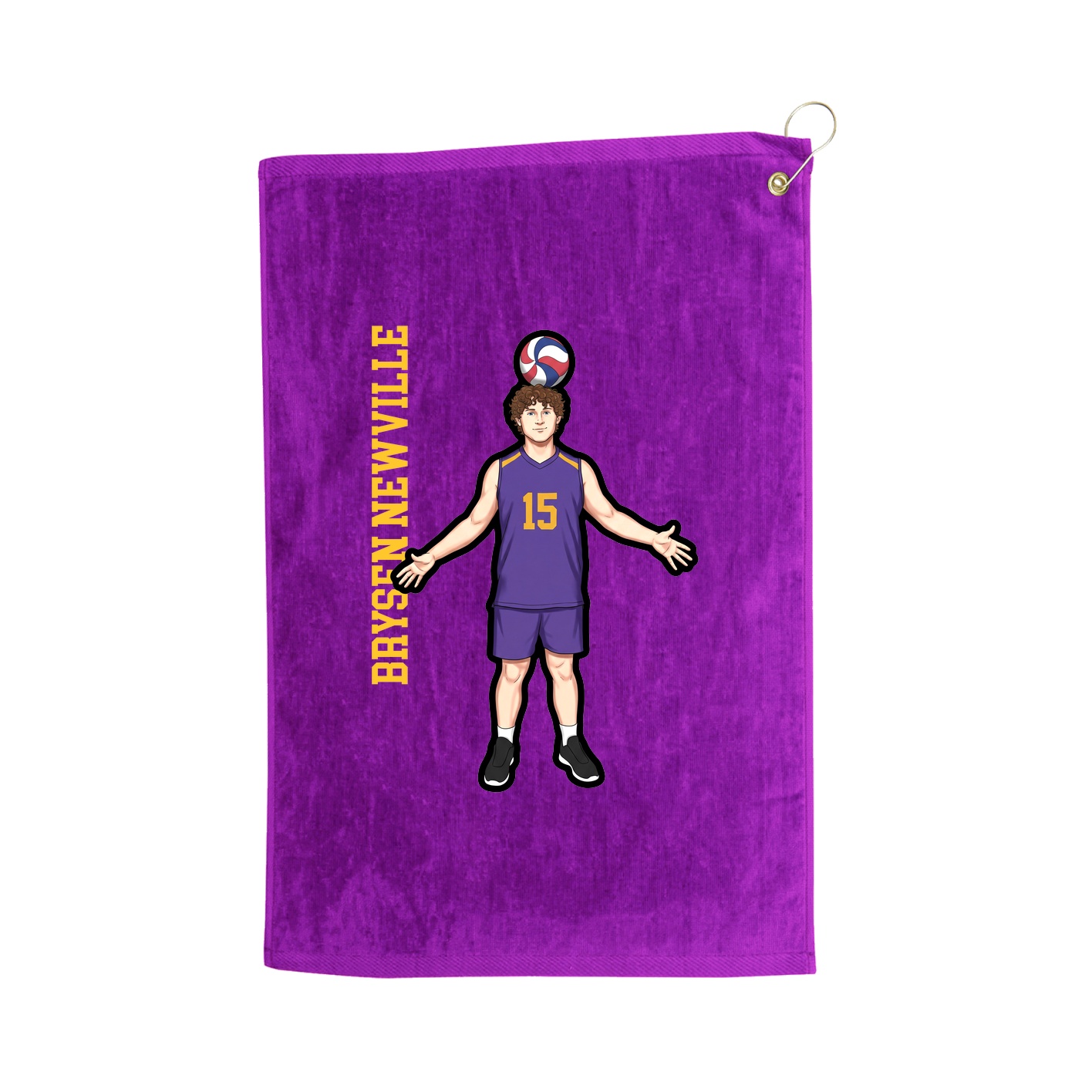 Golf Towel — Name Vertical in Purple