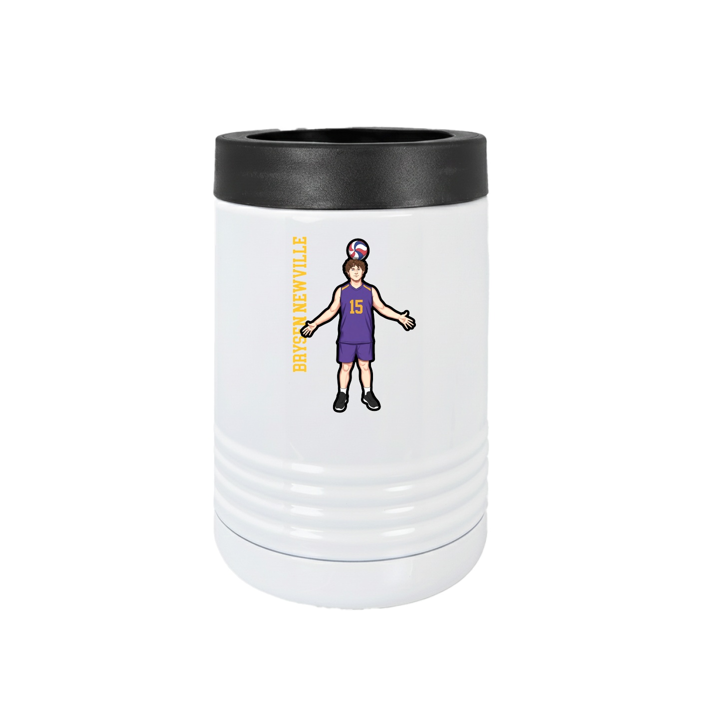 Beverage Holder — Name Vertical in White