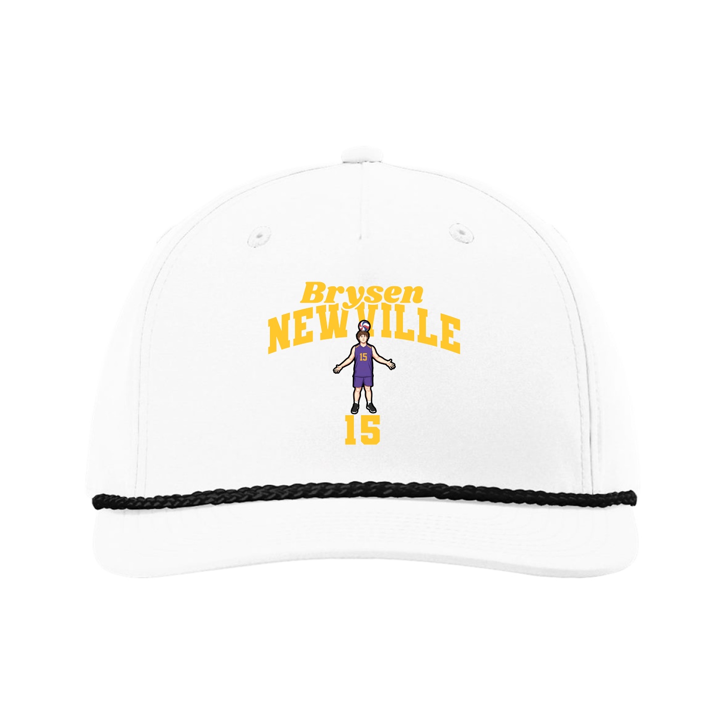 Five-Panel Classic Rope Cap — Signature Arch in White