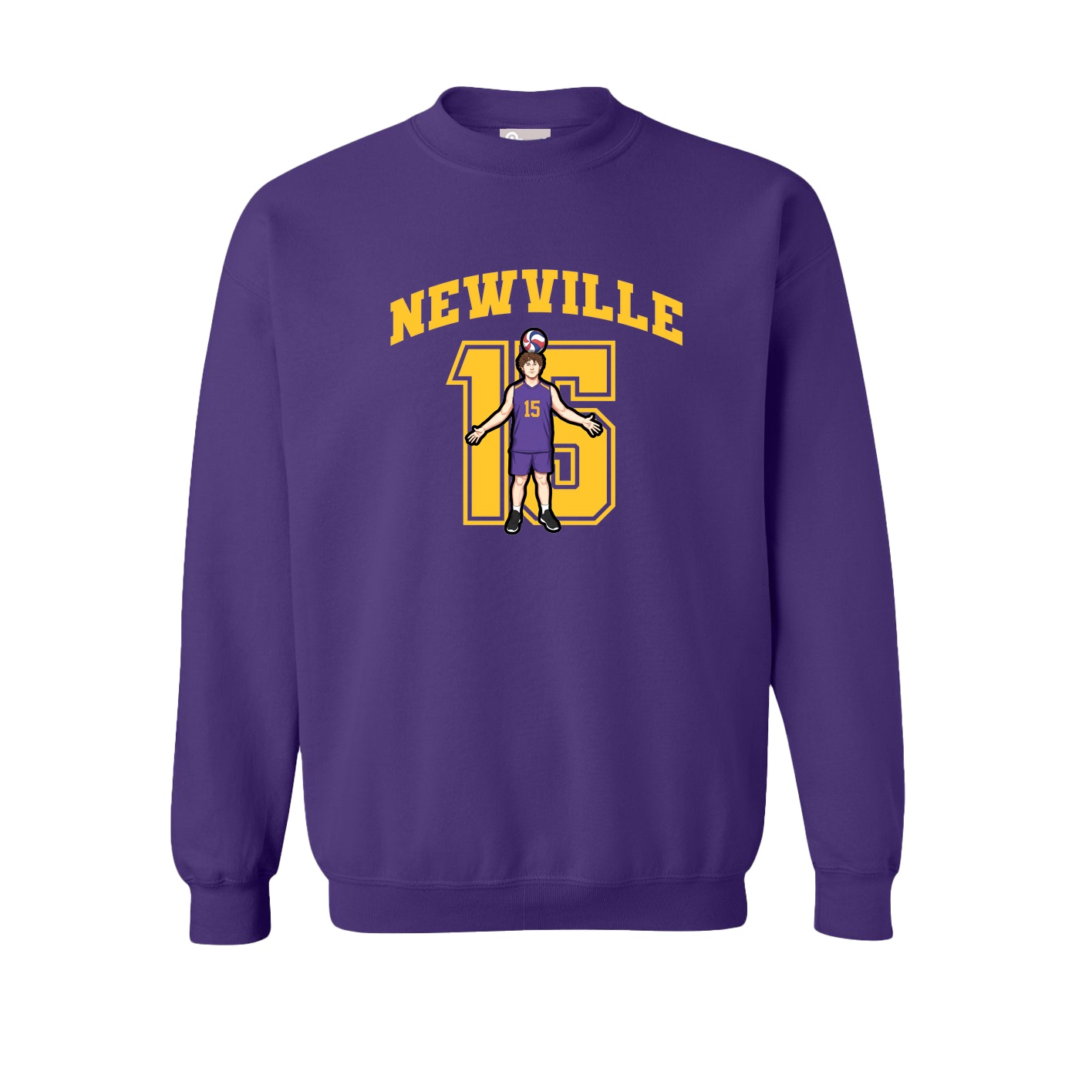 Fleece Crew — Number in Purple