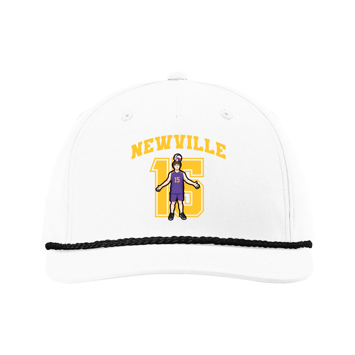Five-Panel Classic Rope Cap — Number in White