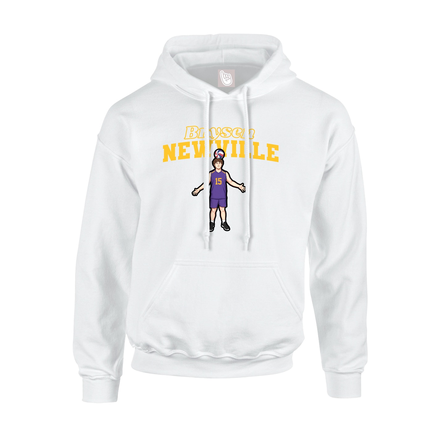 Youth Hoodie — Name Arch in White