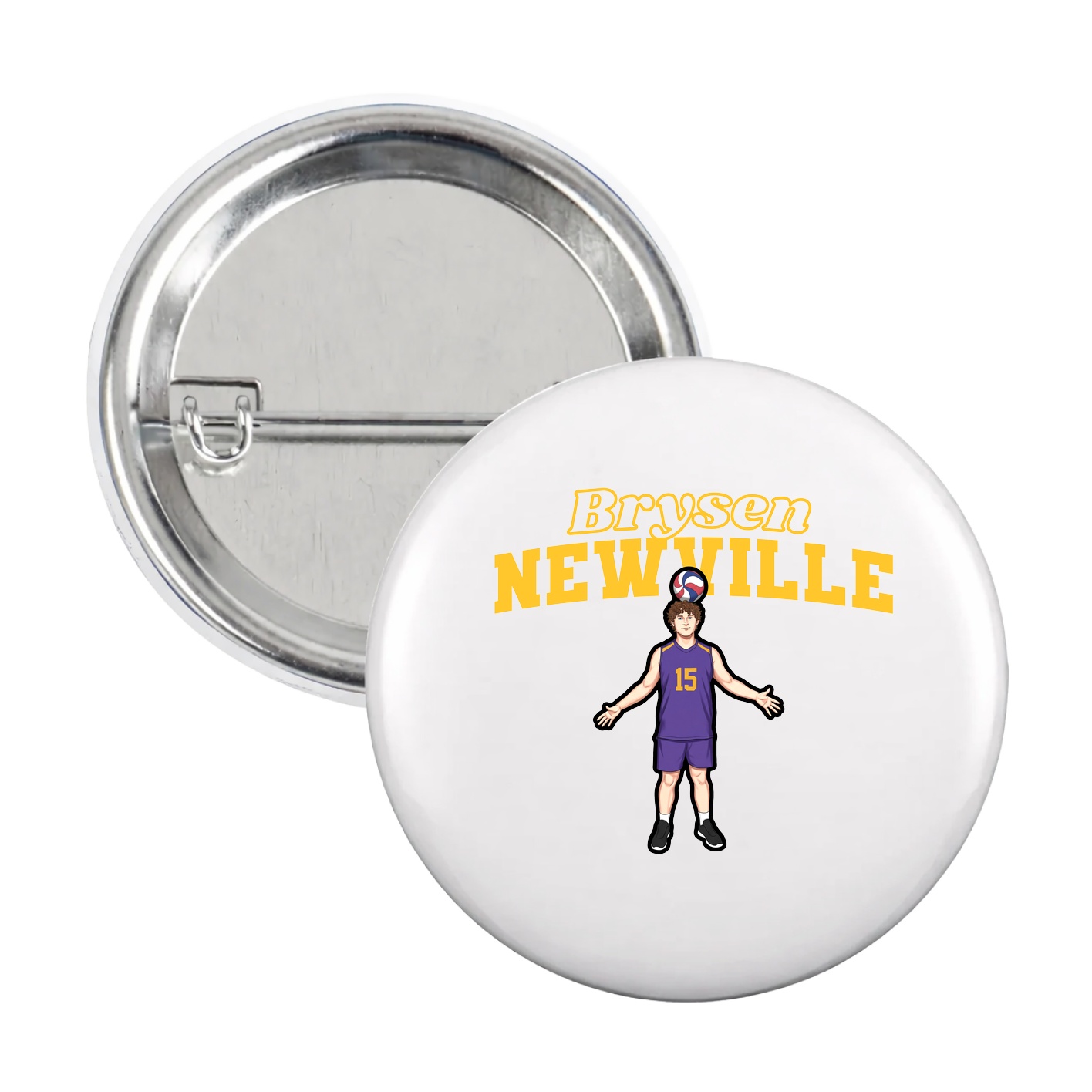 Game Day Button — Name Arch in White