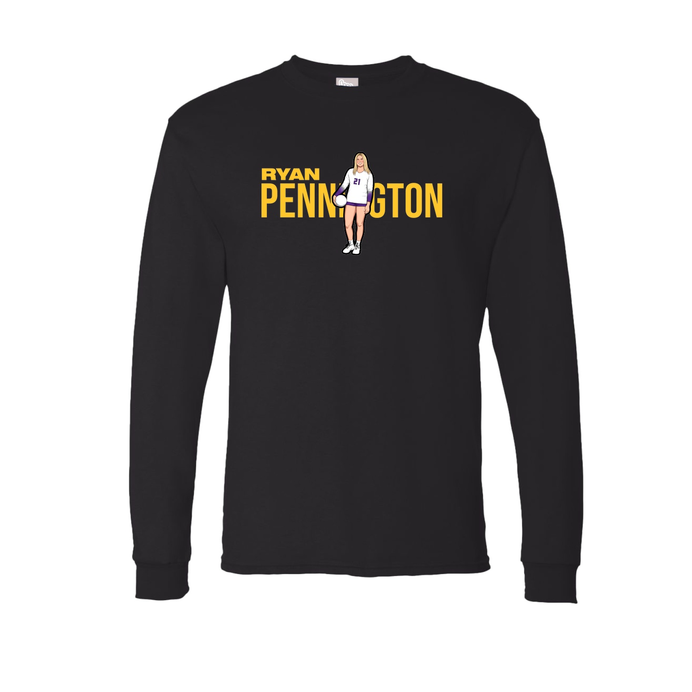 Long Sleeve Tee — Player Name in Black