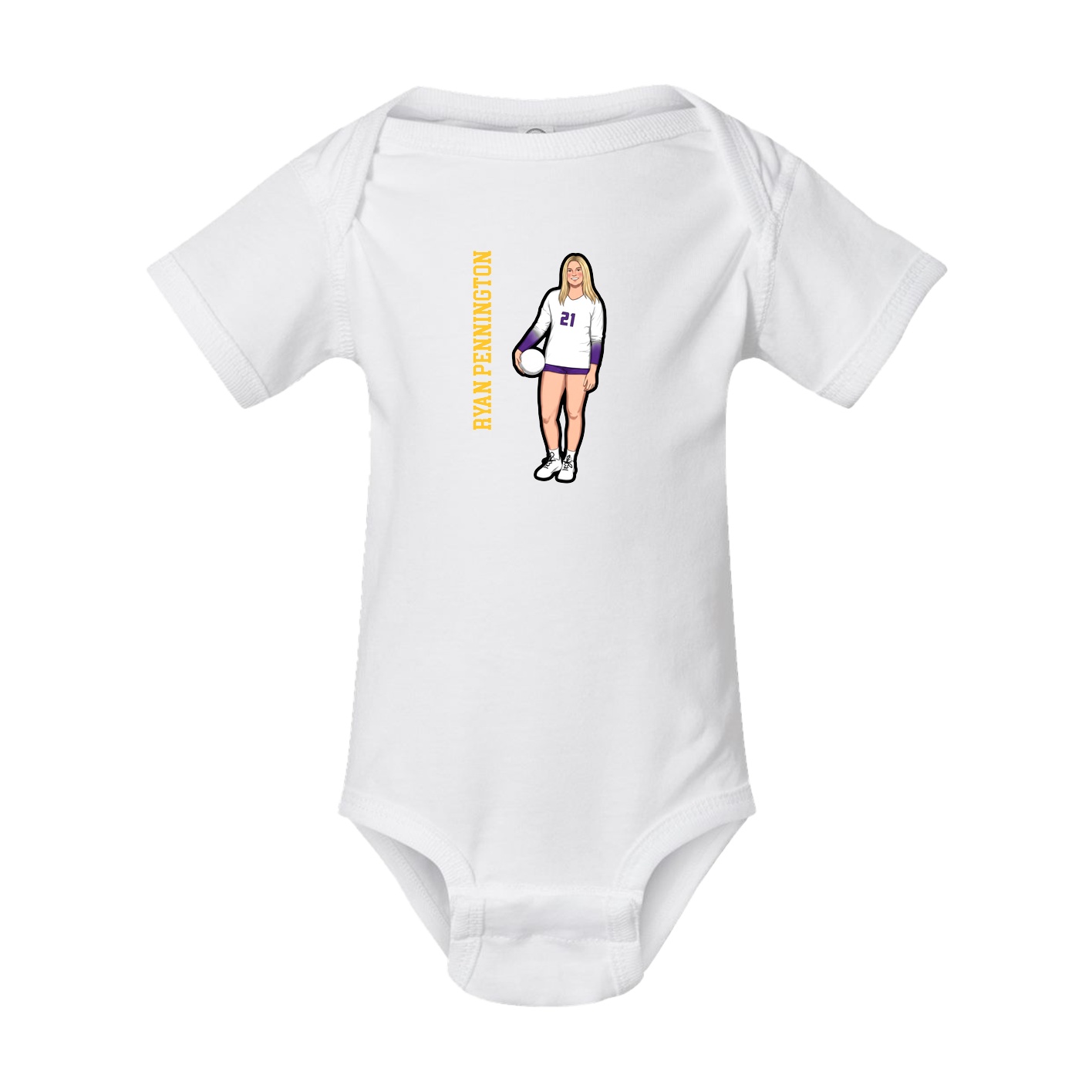 Baby Onesie — Name Vertical in White
