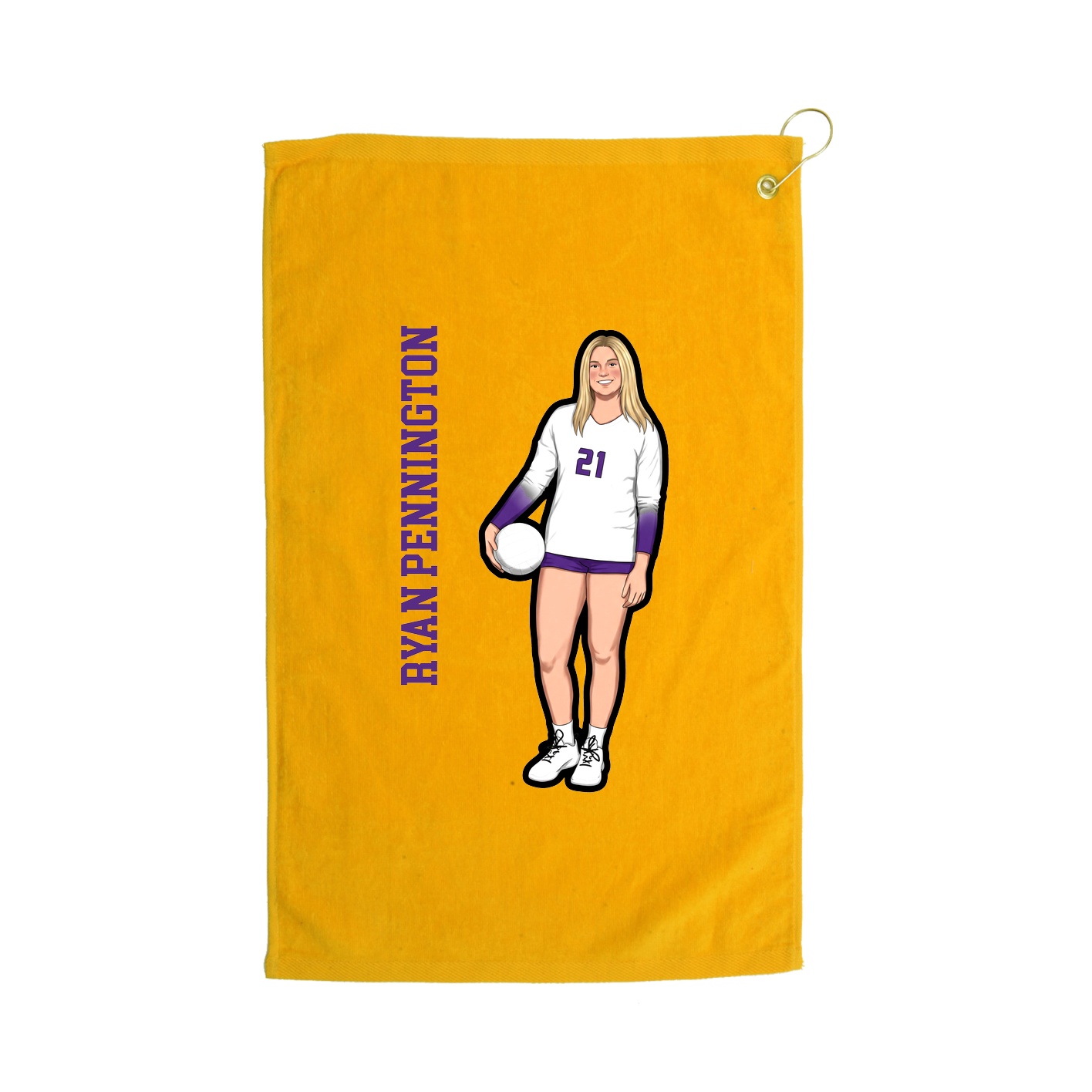 Golf Towel — Name Vertical in Gold