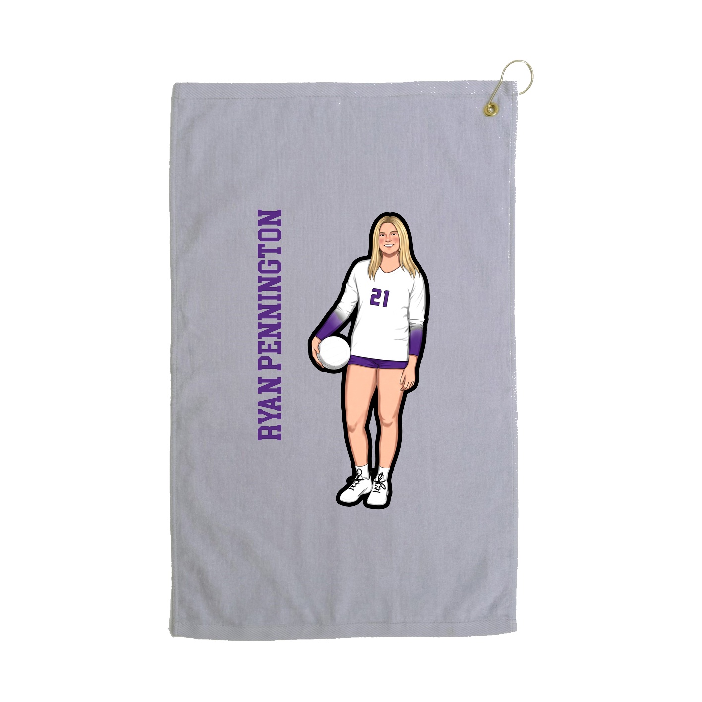 Golf Towel — Name Vertical in Grey