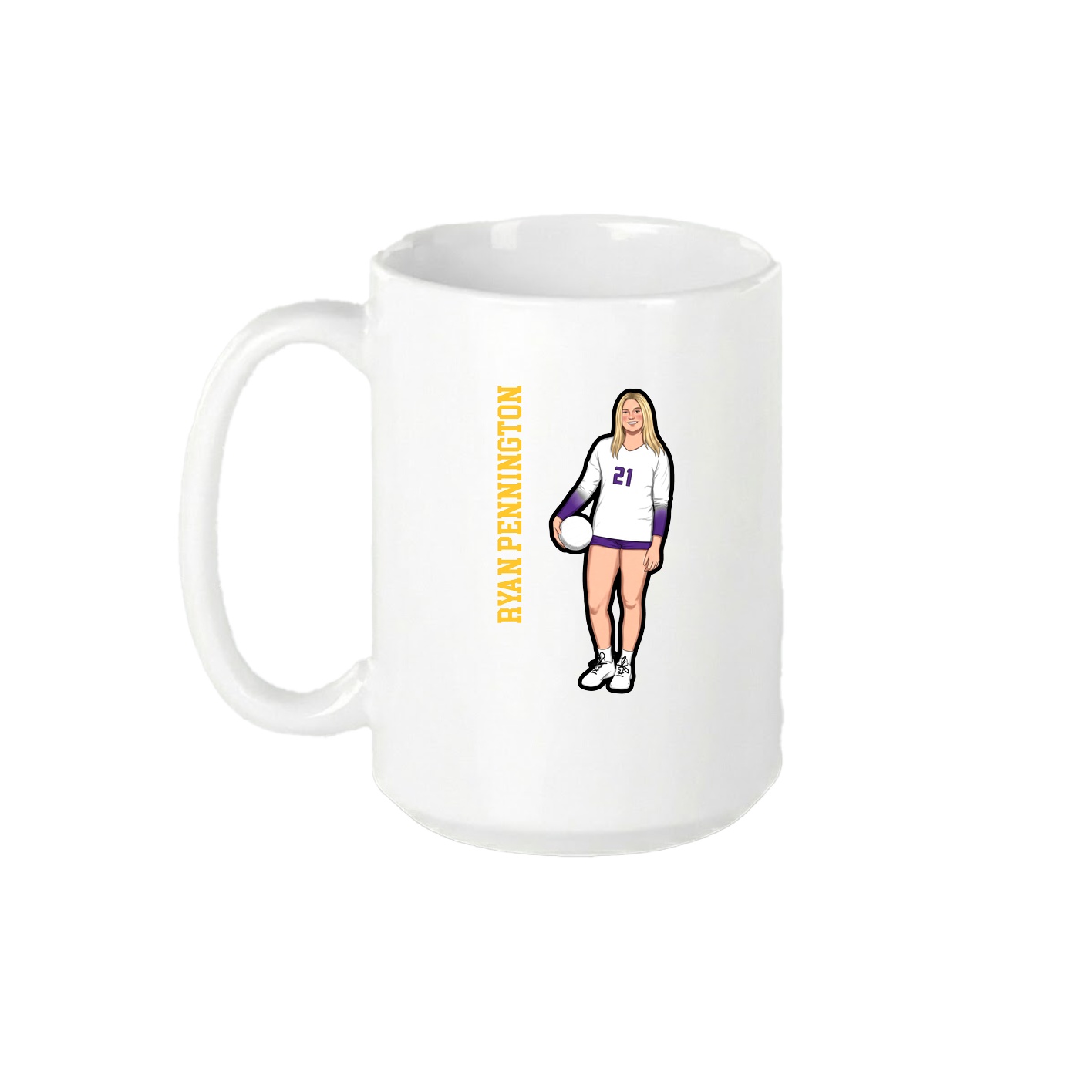 15oz Coffee Mug — Name Vertical in White
