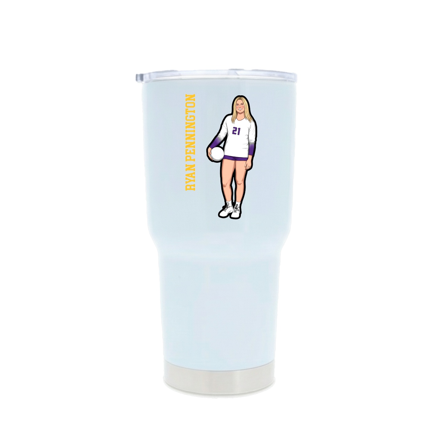 30oz Stainless Steel Tumbler — Name Vertical in White