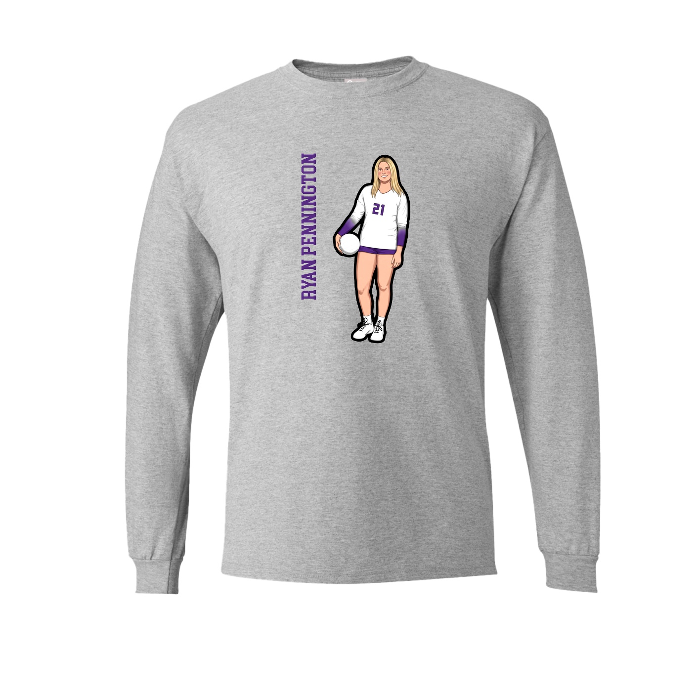 Long Sleeve Tee — Name Vertical in Grey