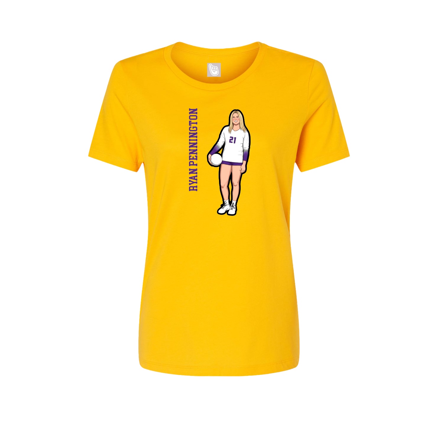 Fitted Women's Tee — Name Vertical in Gold