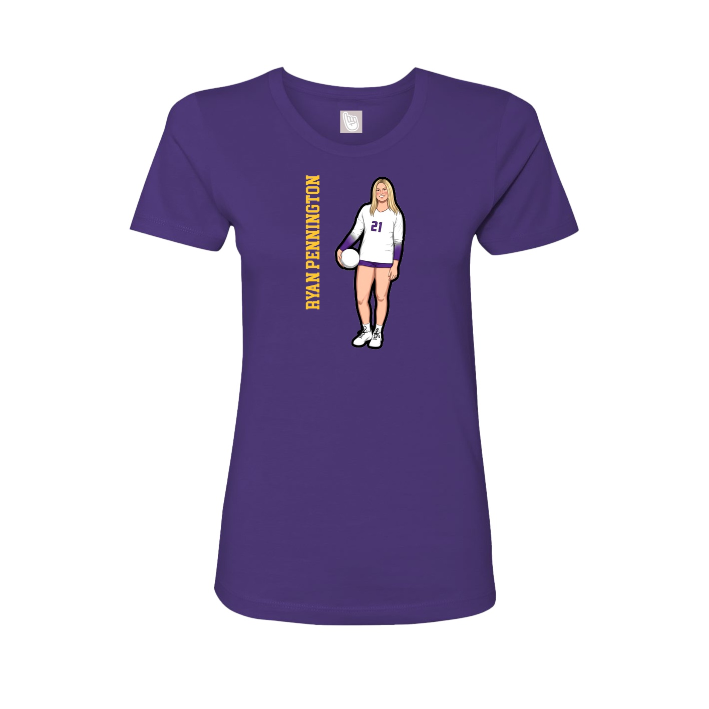 Fitted Women's Tee — Name Vertical in Purple