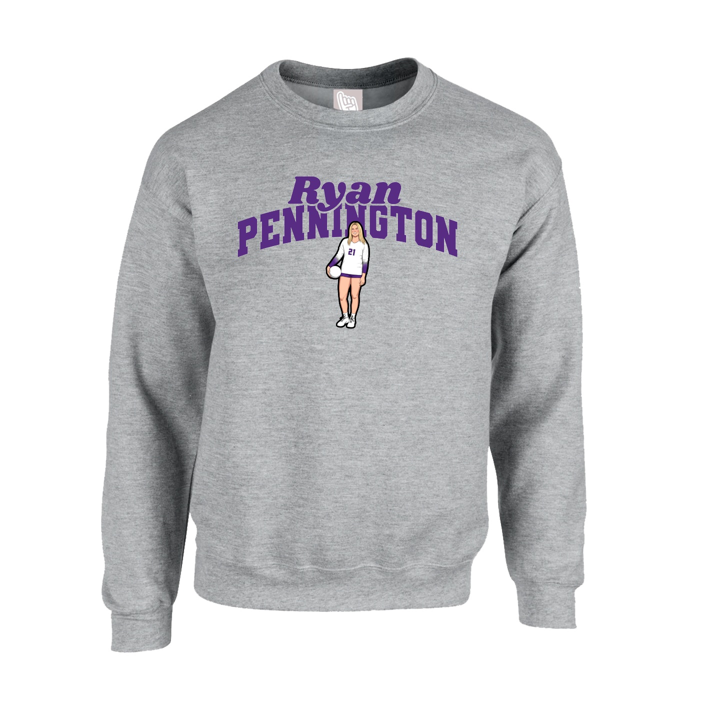 Fleece Crew — Signature Arch in Grey