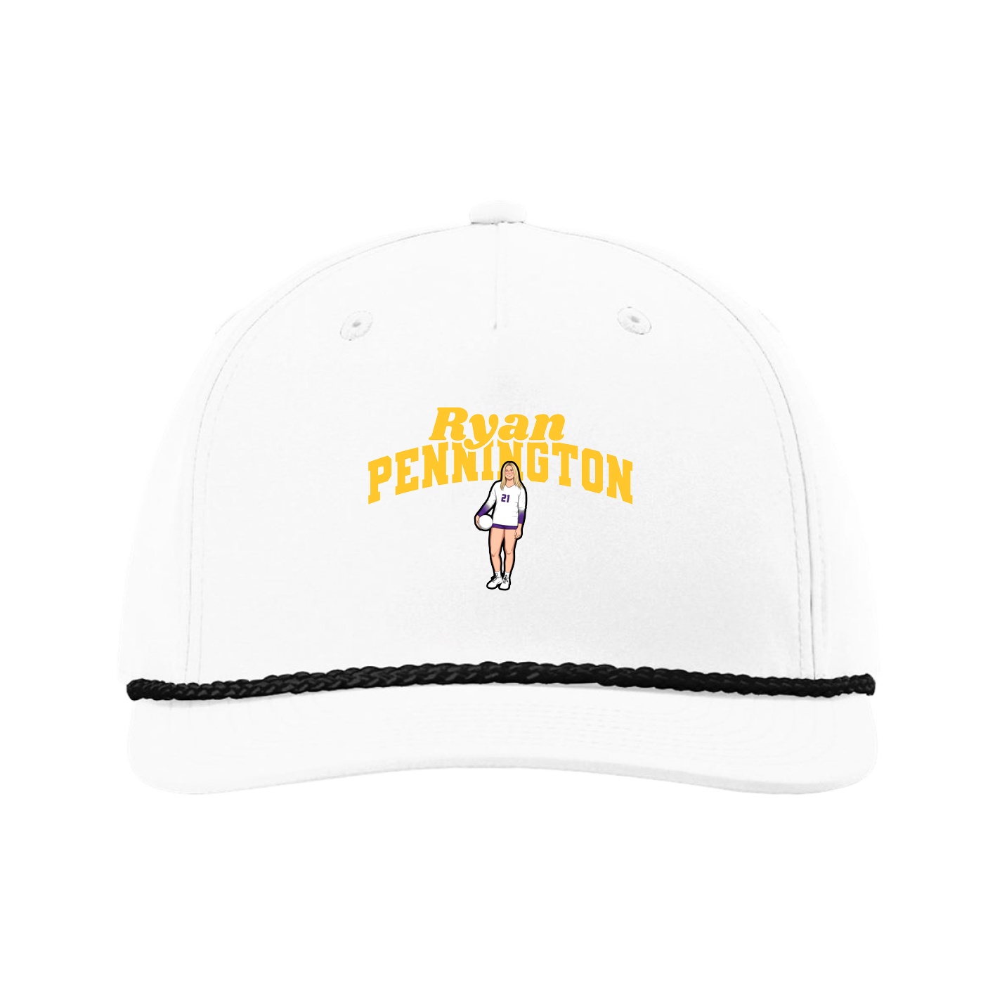 Five-Panel Classic Rope Cap — Signature Arch in White
