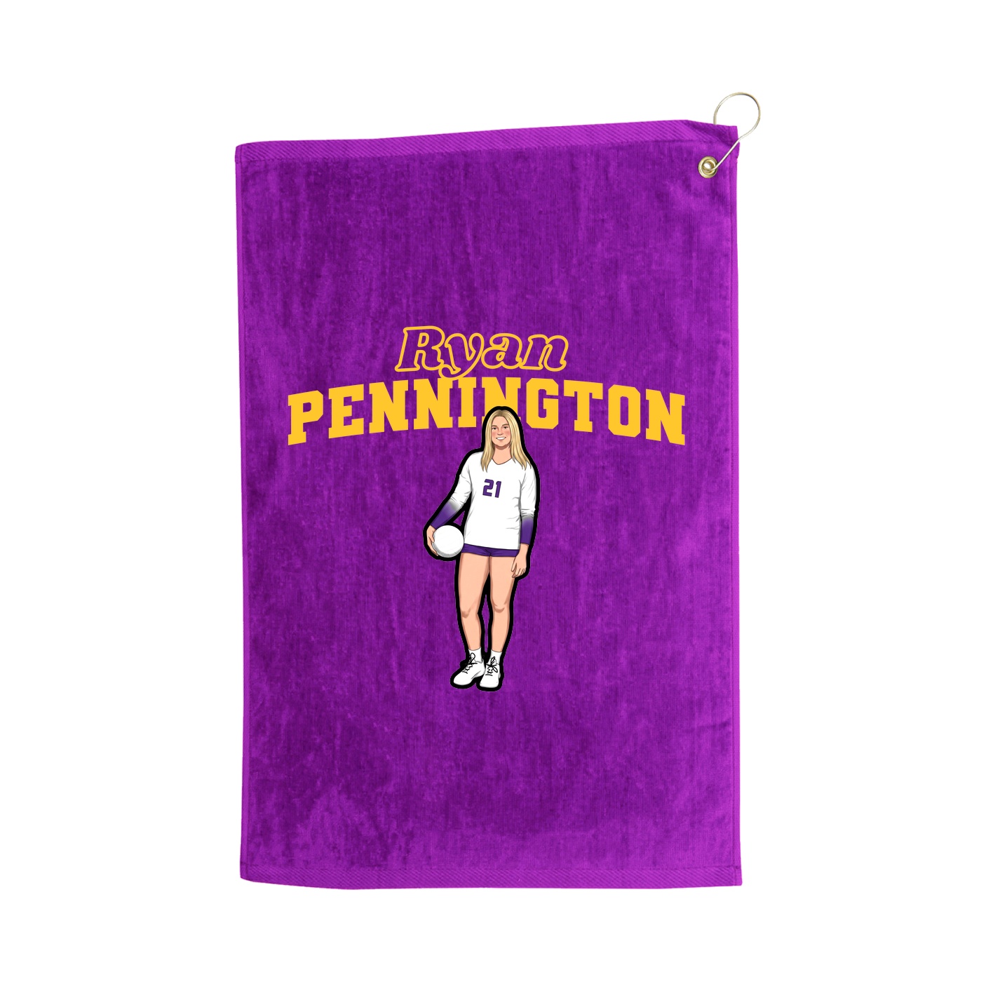 Golf Towel — Name Arch in Purple