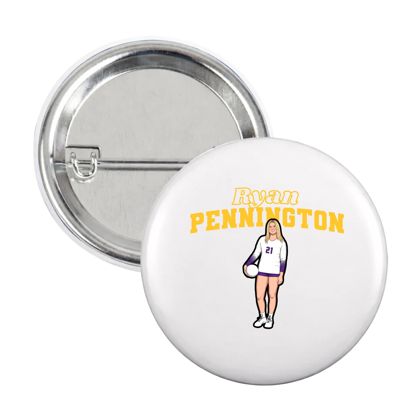 Game Day Button — Name Arch in White