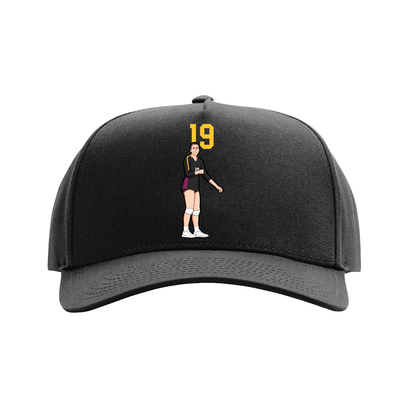 Full Fabric Five-Panel Champ Cap — Number Top in Black