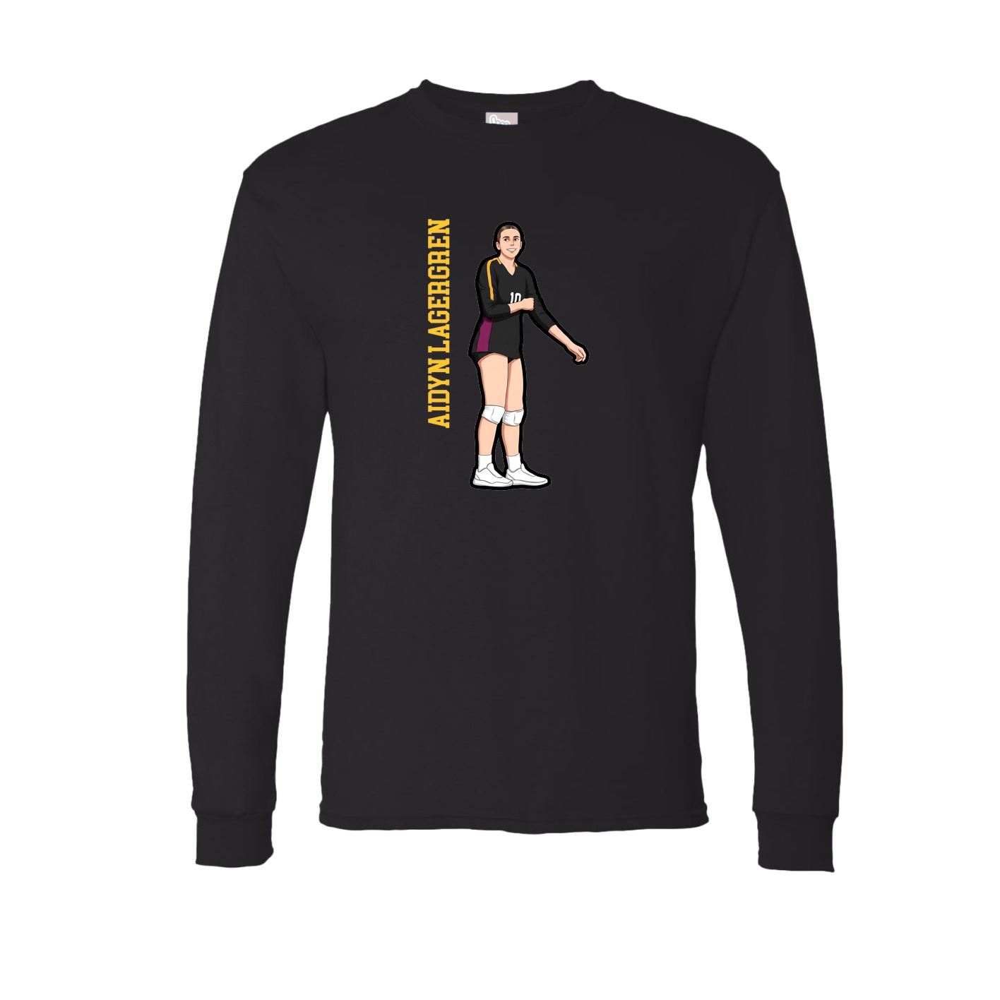 Long Sleeve Tee — Name Vertical in Black