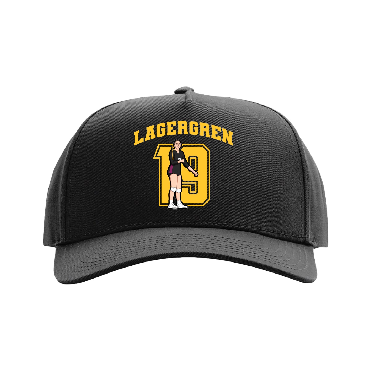 Full Fabric Five-Panel Champ Cap — Number in Black