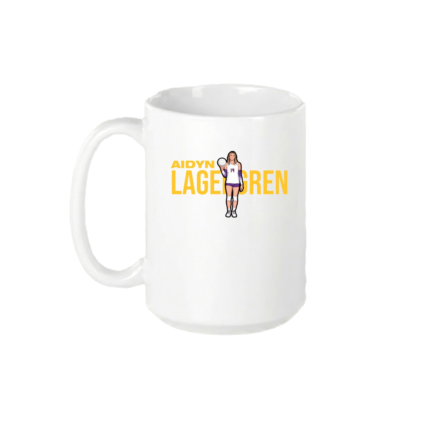 15oz Coffee Mug — Player Name in White