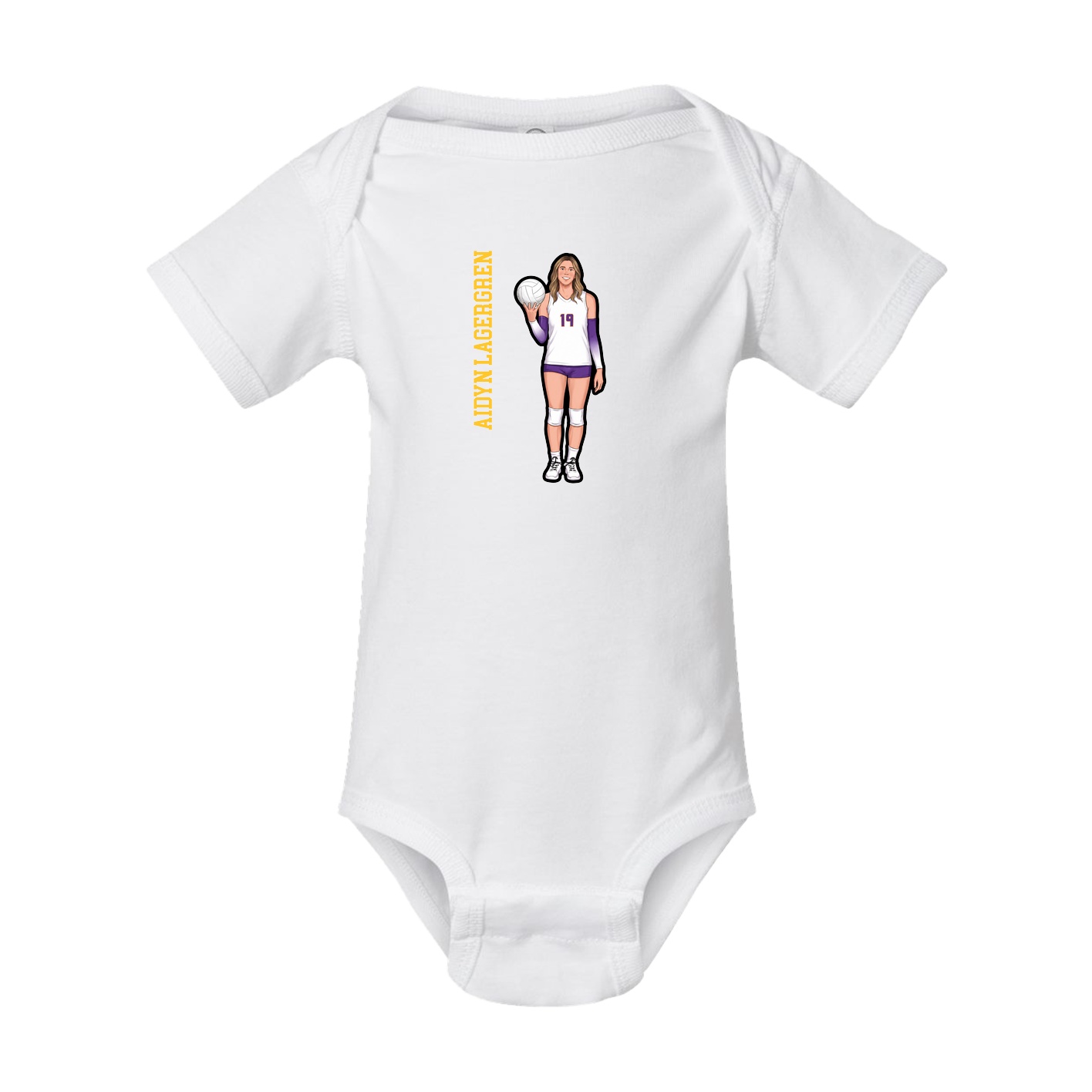 Baby Onesie — Name Vertical in White