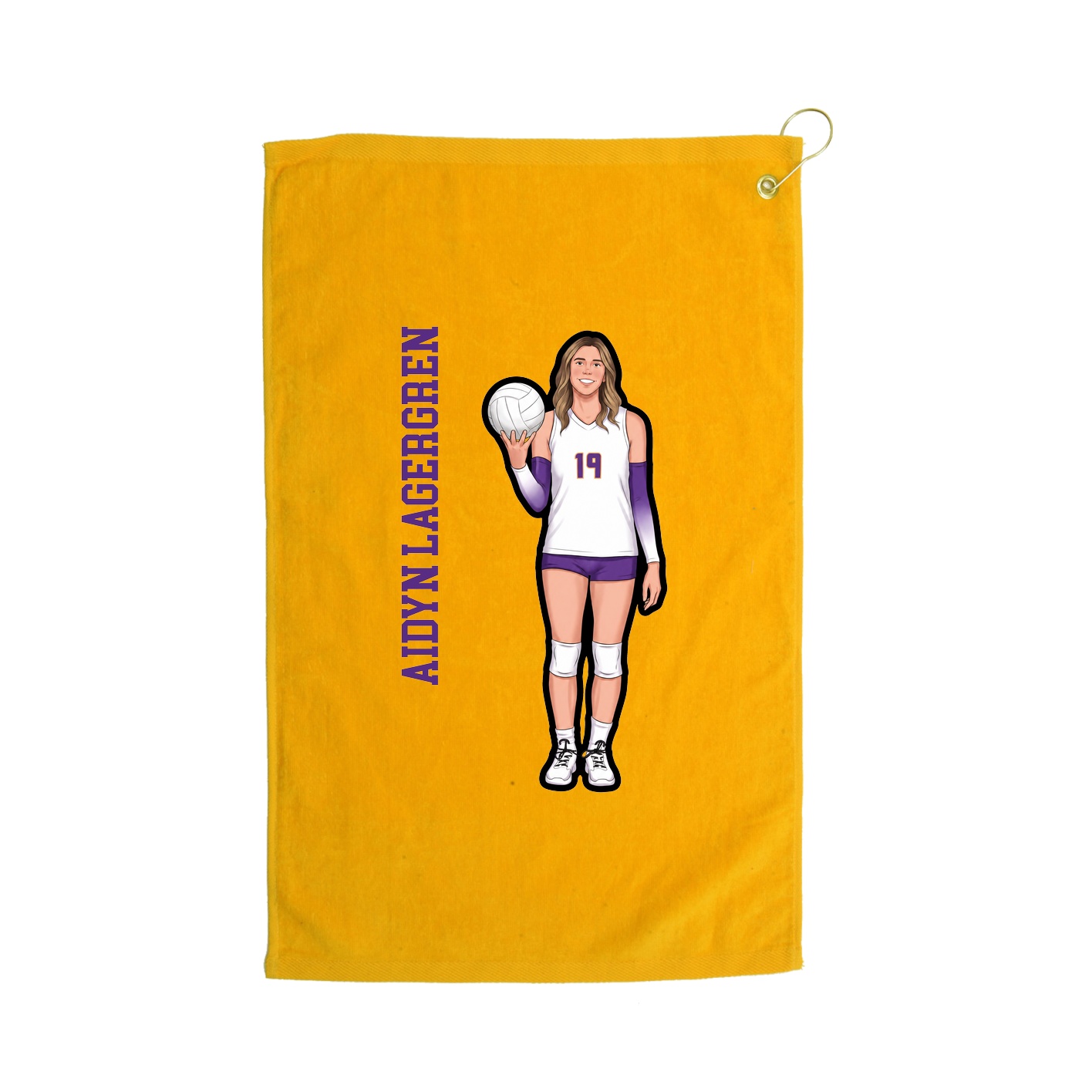 Golf Towel — Name Vertical in Gold