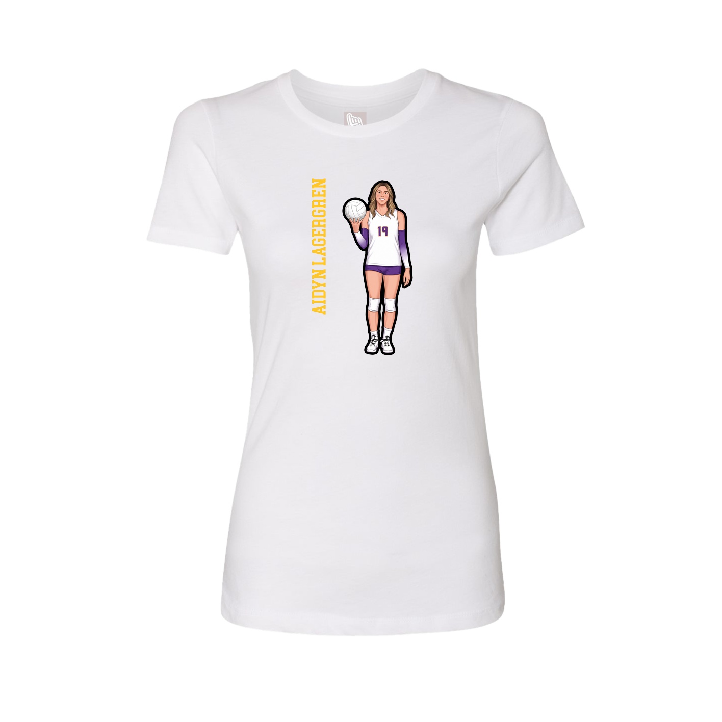 Fitted Women's Tee — Name Vertical in White