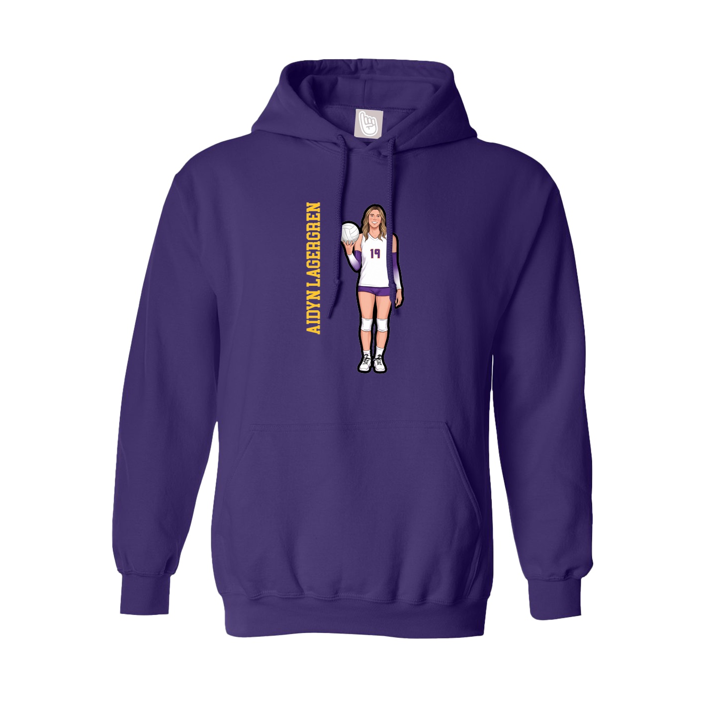 Hoodie — Name Vertical in Purple