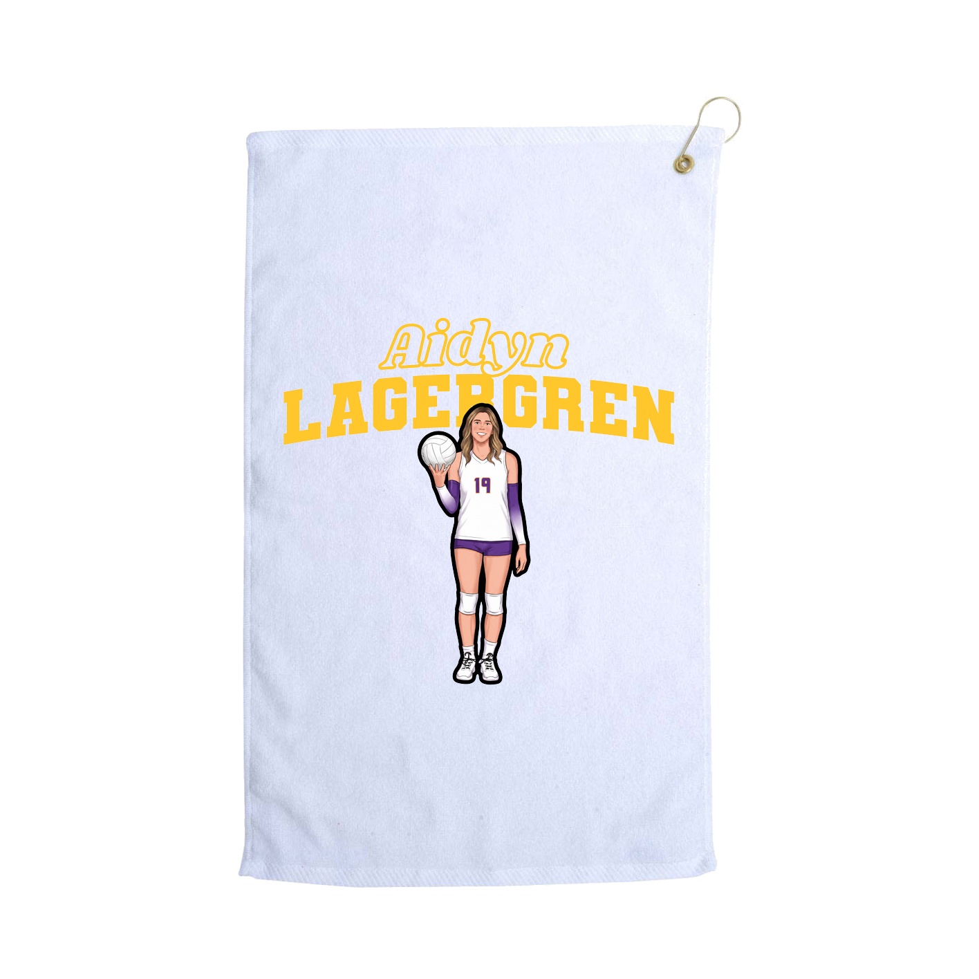 Golf Towel — Name Arch in White