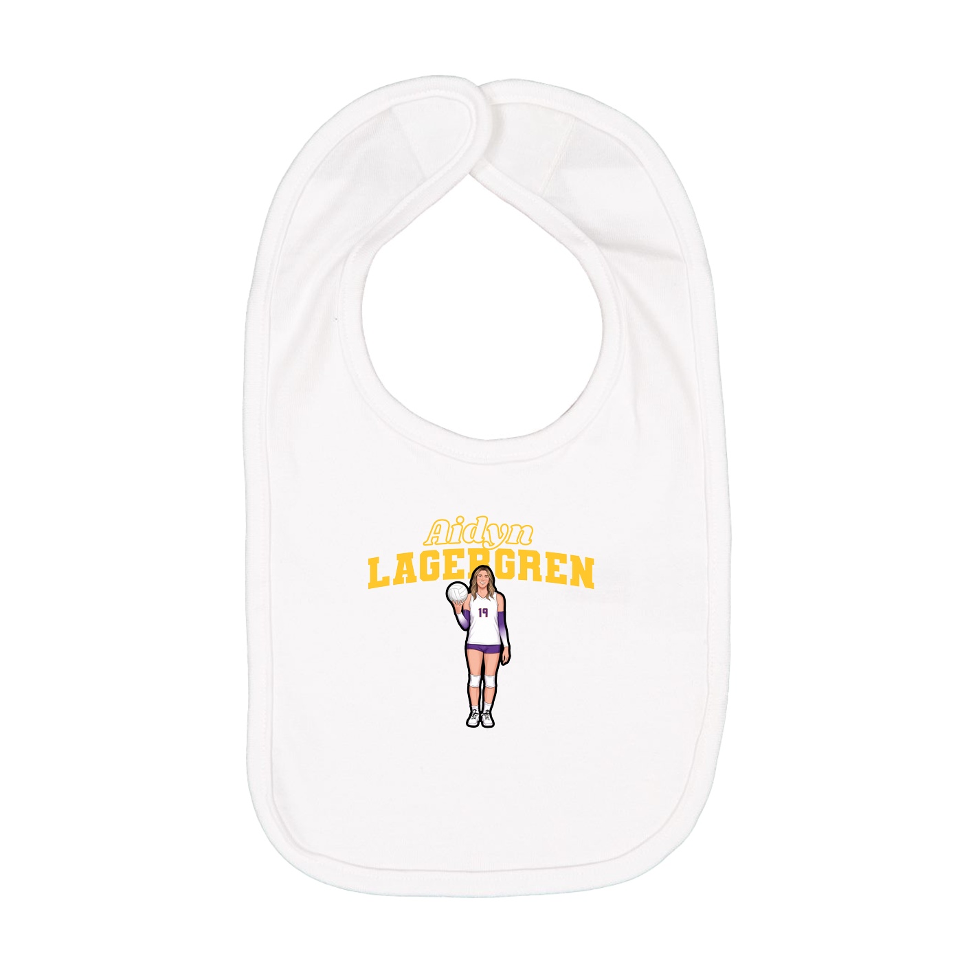 Infant Bib — Name Arch in White
