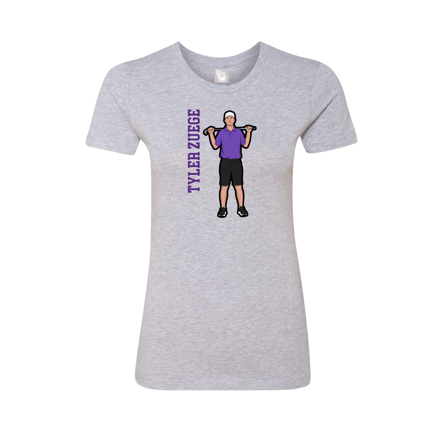 Fitted Women's Tee — Name Vertical in Grey