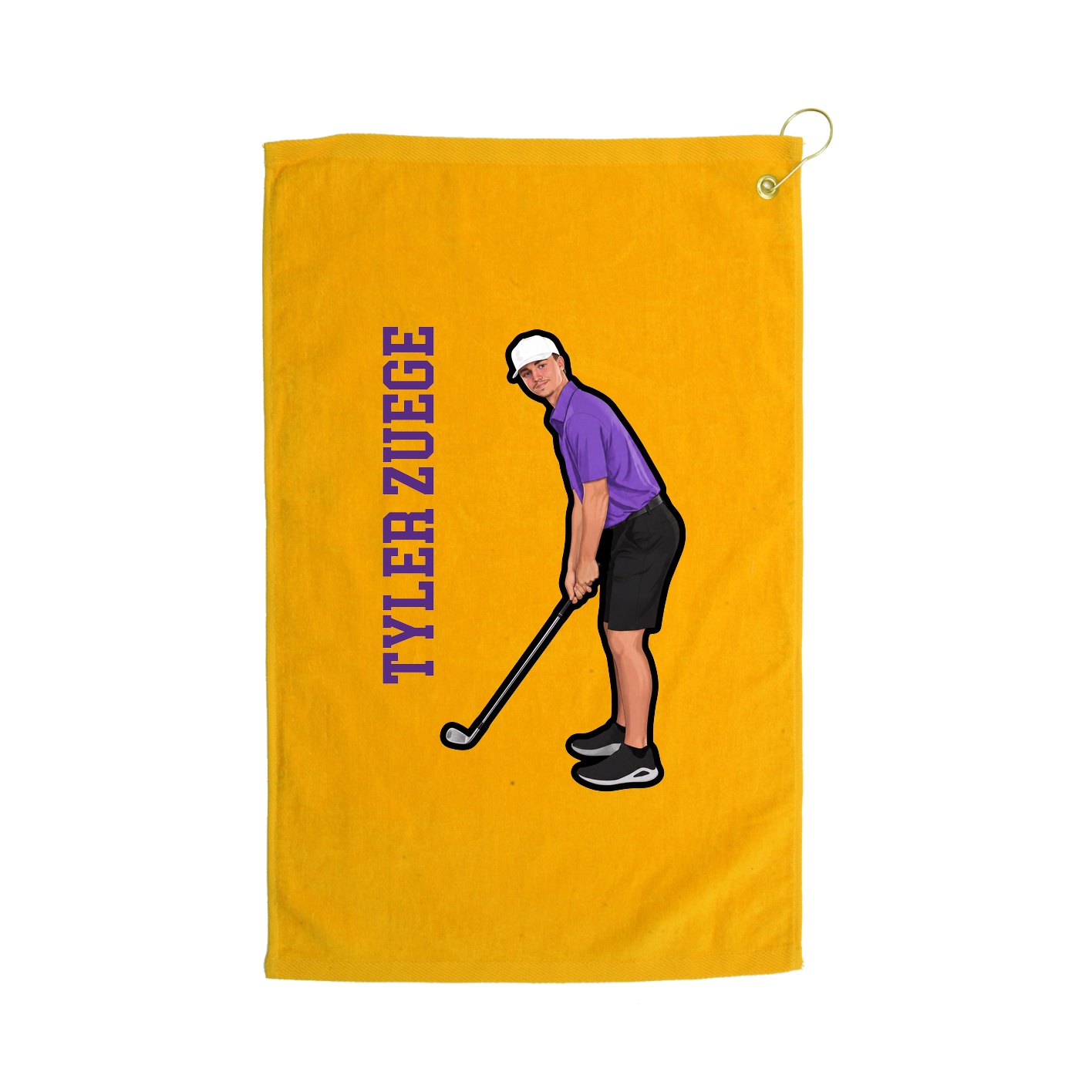Golf Towel — Name Vertical in Gold