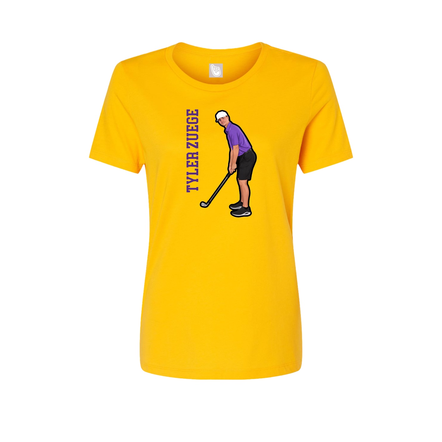 Fitted Women's Tee — Name Vertical in Gold