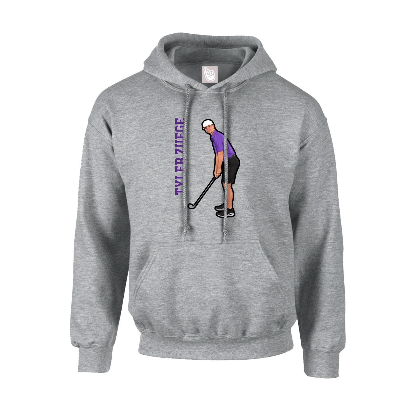 Hoodie — Name Vertical in Grey