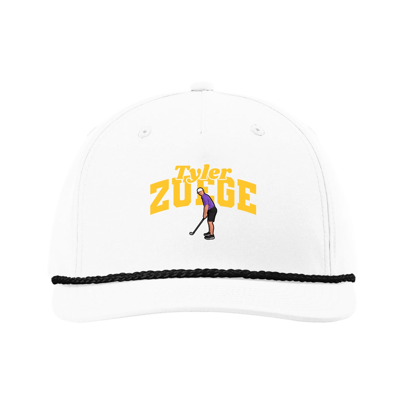 Five-Panel Classic Rope Cap — Signature Arch in White