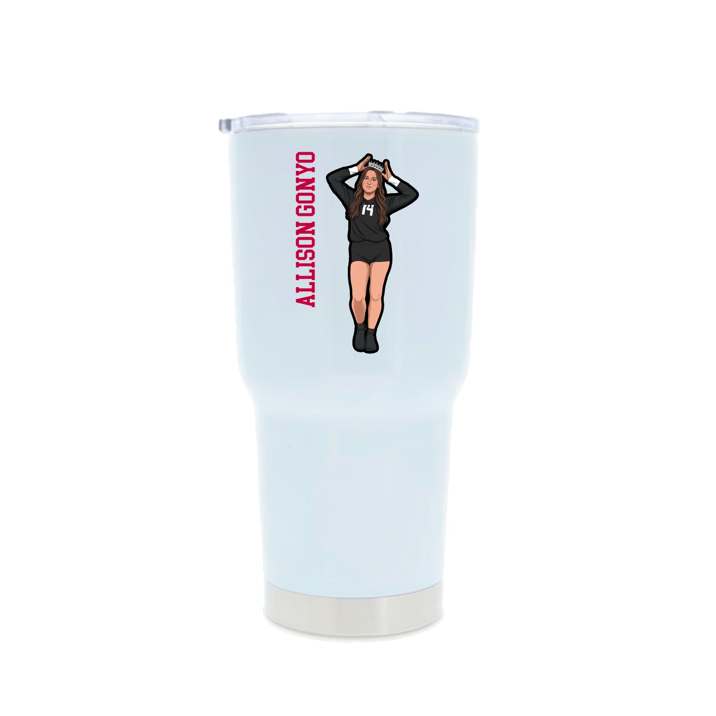 30oz Stainless Steel Tumbler — Name Vertical in White