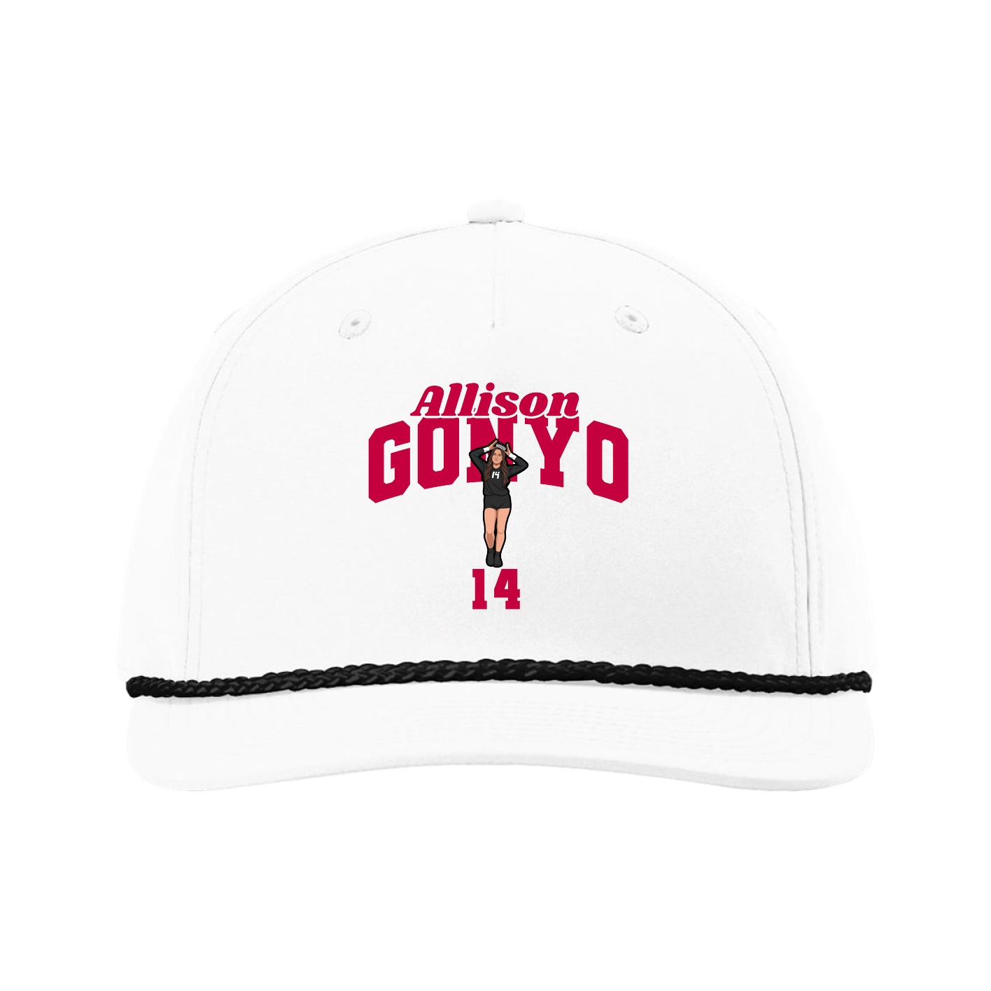 Five-Panel Classic Rope Cap — Signature Arch in White