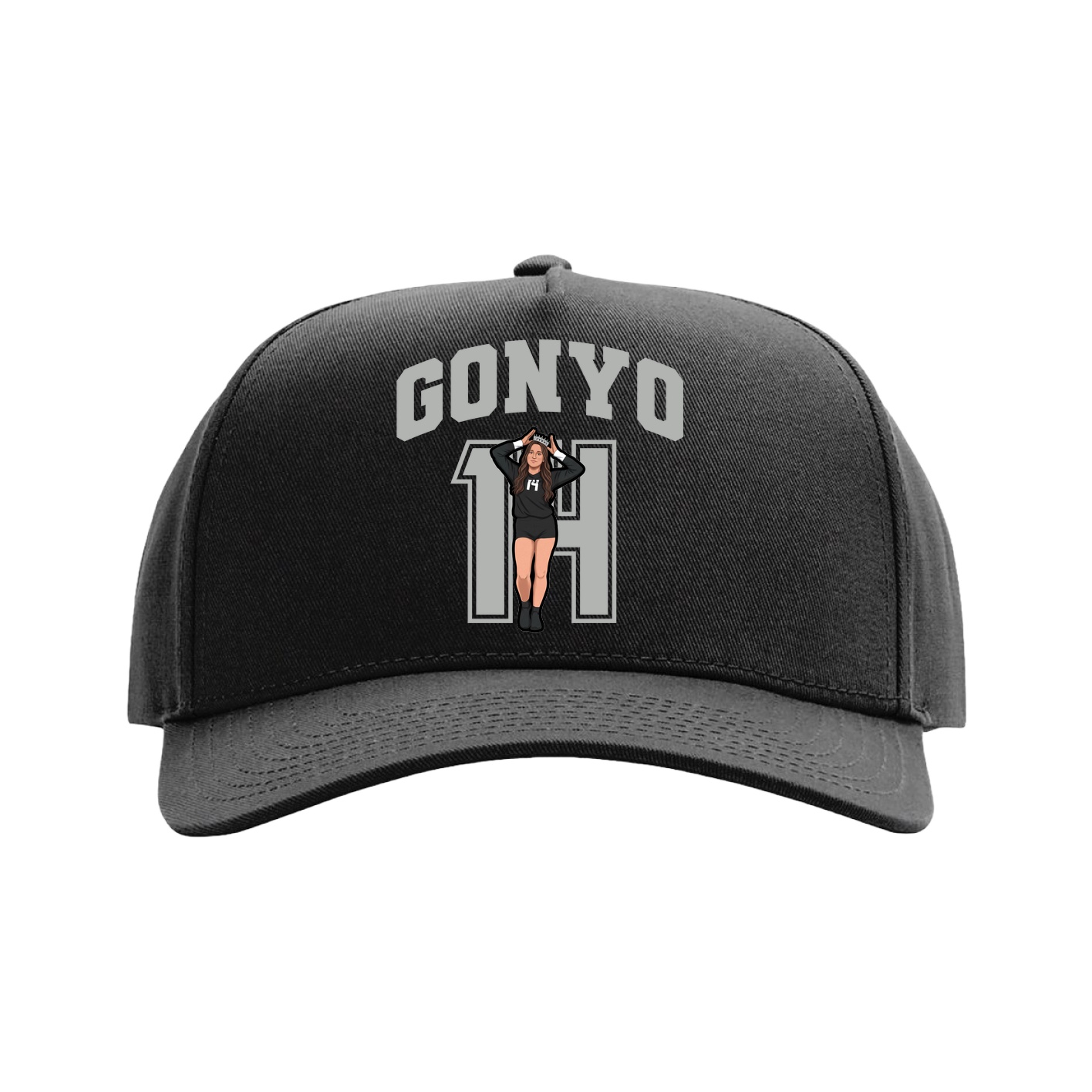 Full Fabric Five-Panel Champ Cap — Number in Black