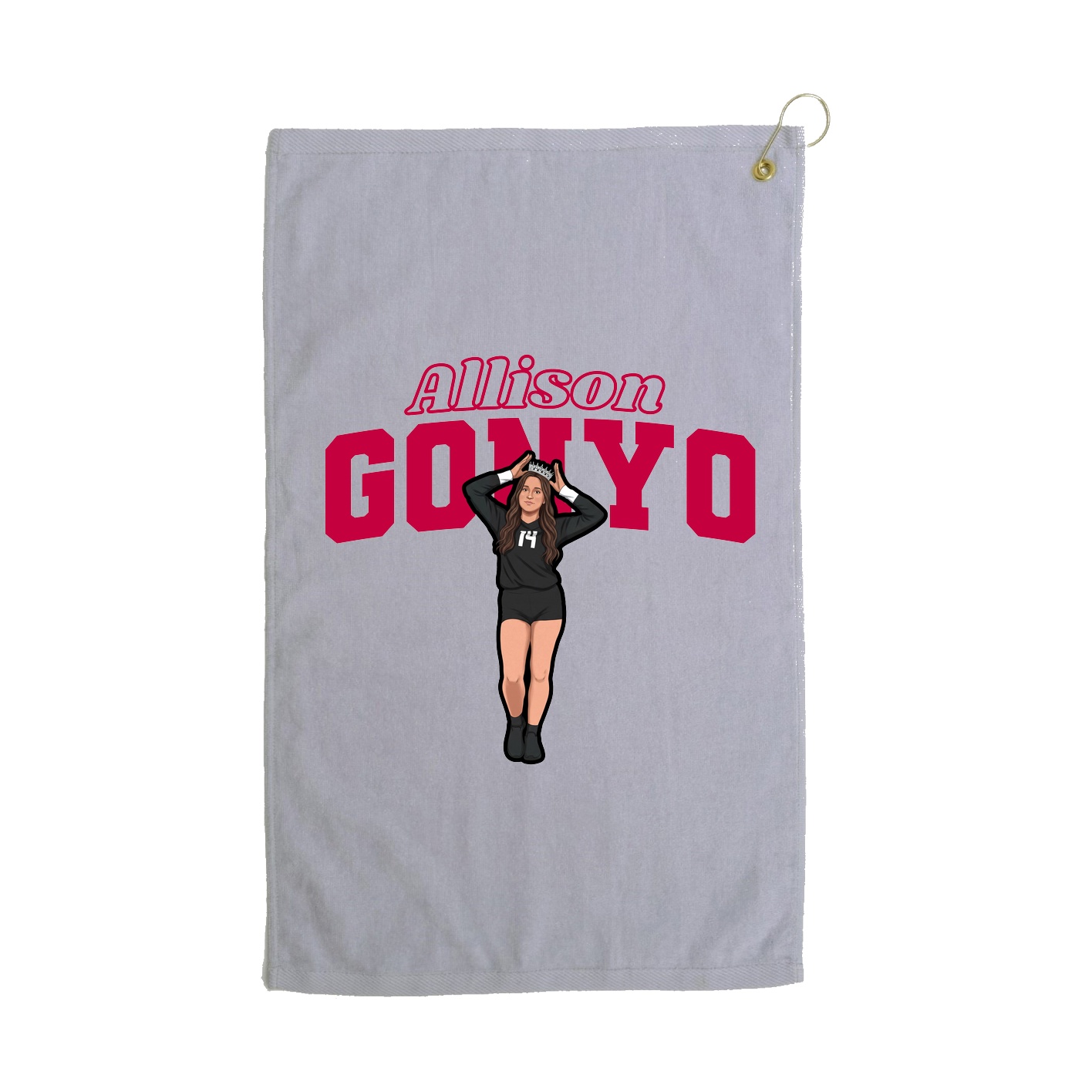 Golf Towel — Name Arch in Grey