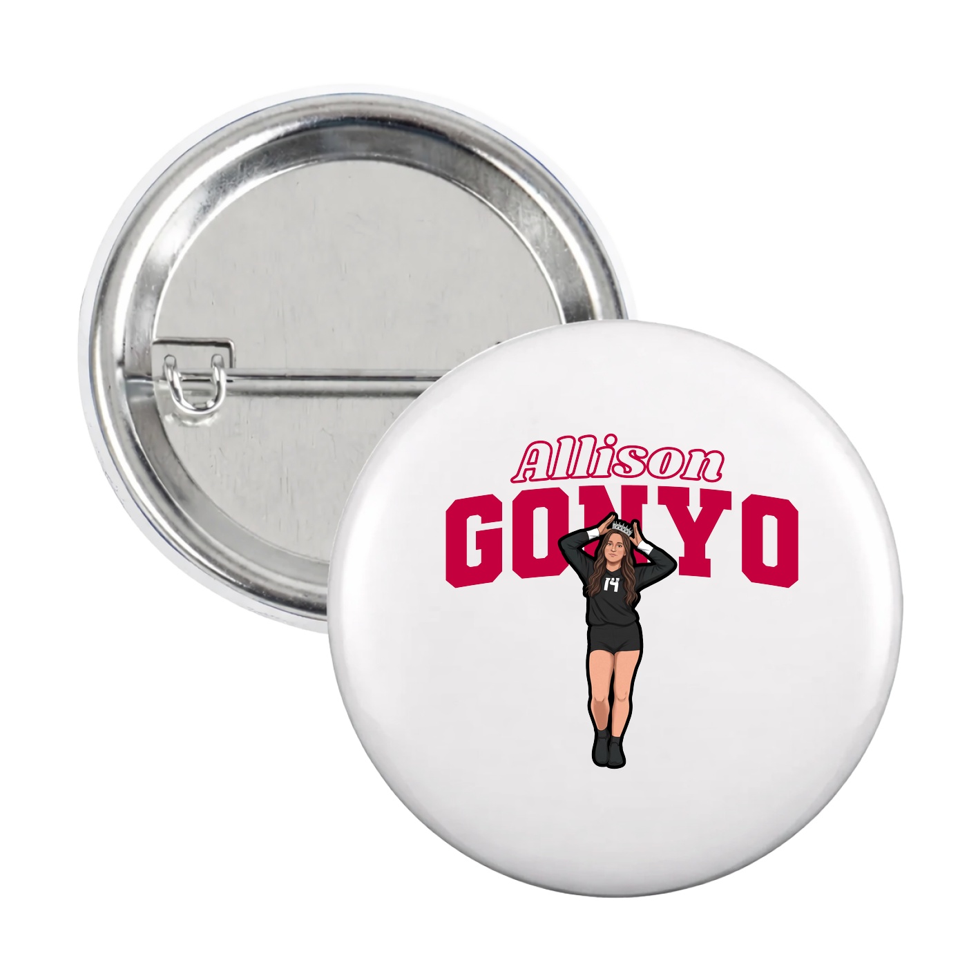 Game Day Button — Name Arch in White