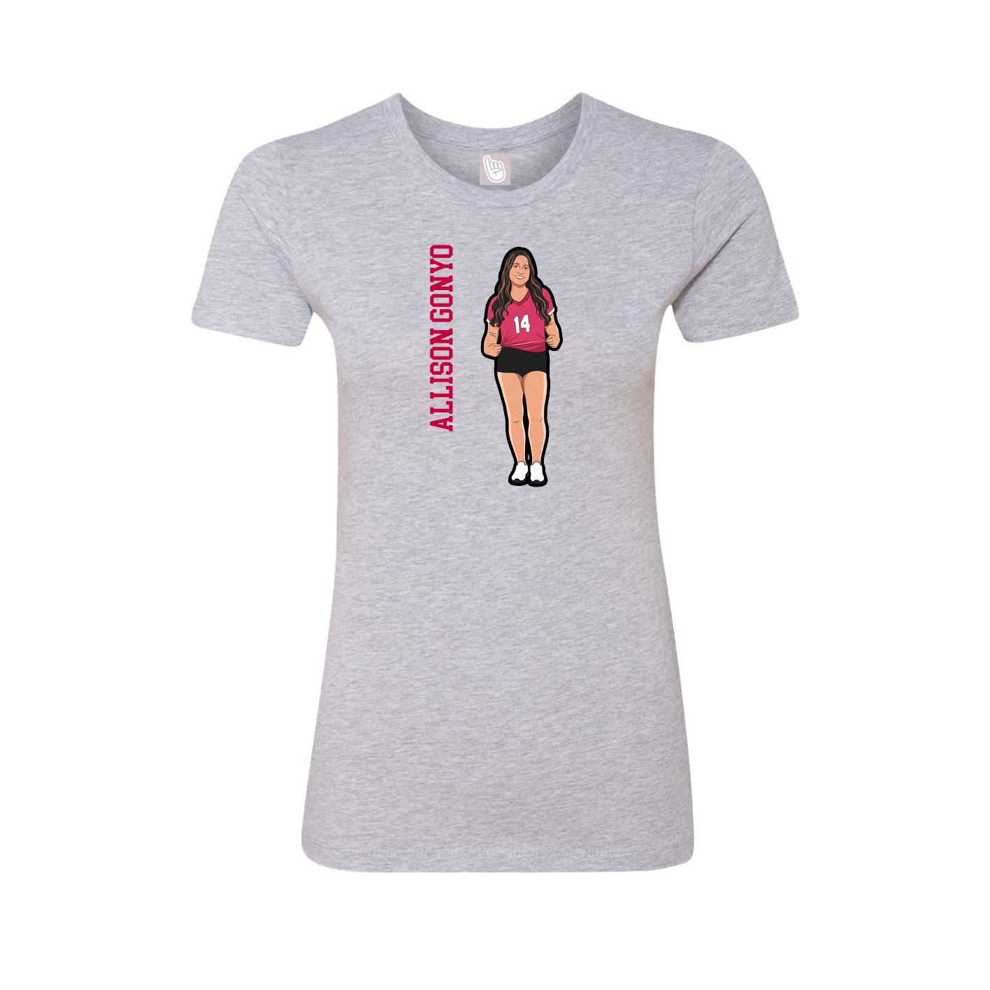 Fitted Women's Tee — Name Vertical in Grey