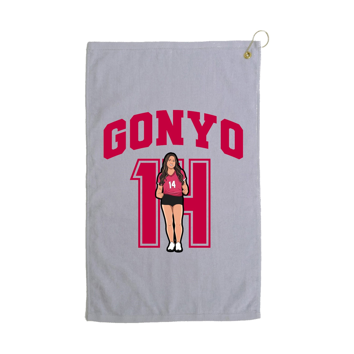Golf Towel — Number in Grey