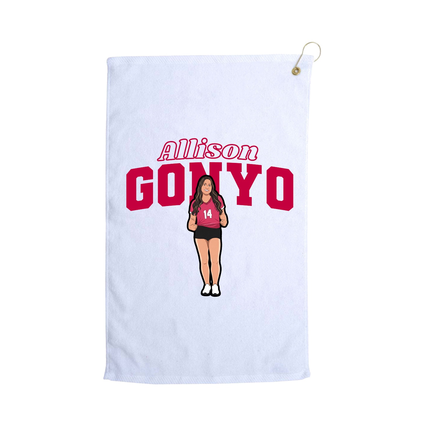 Golf Towel — Name Arch in White