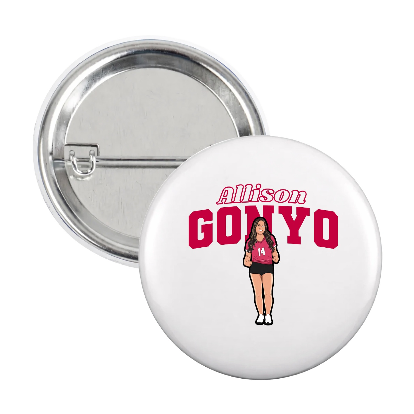 Game Day Button — Name Arch in White