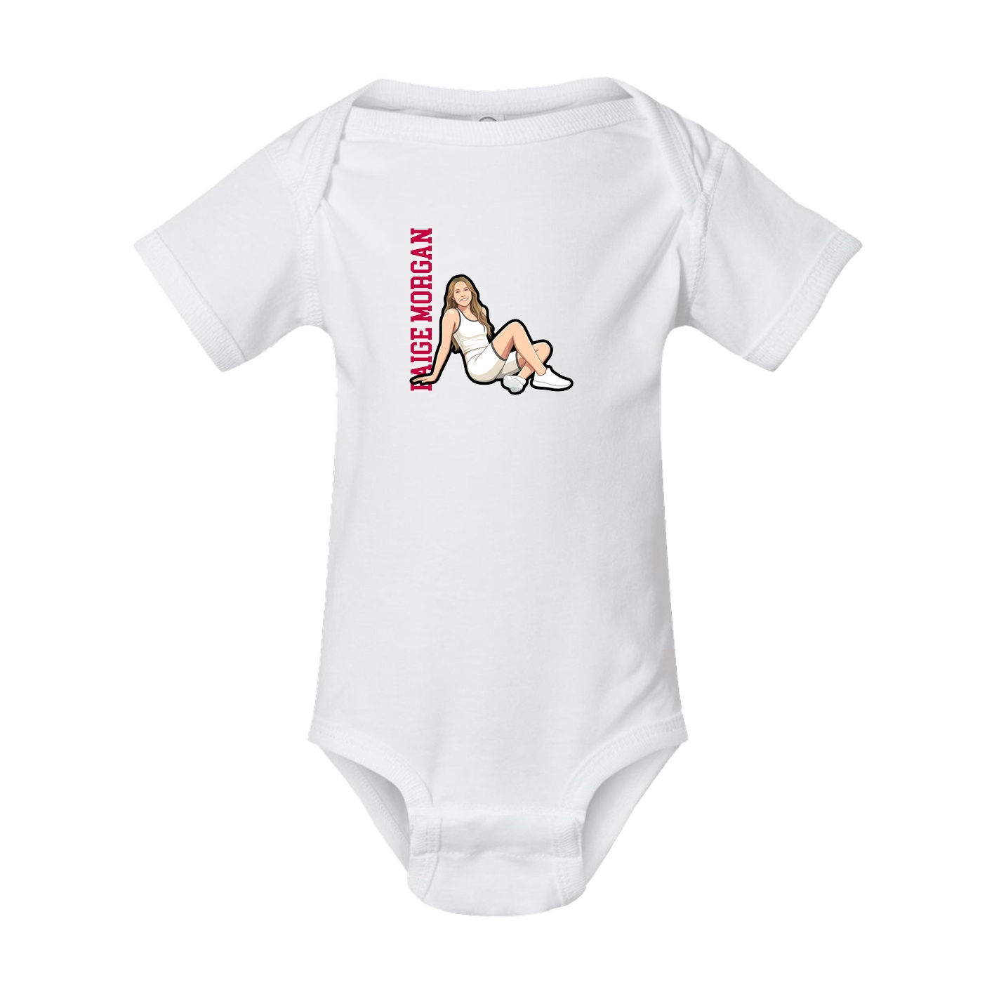 Baby Onesie — Name Vertical in White